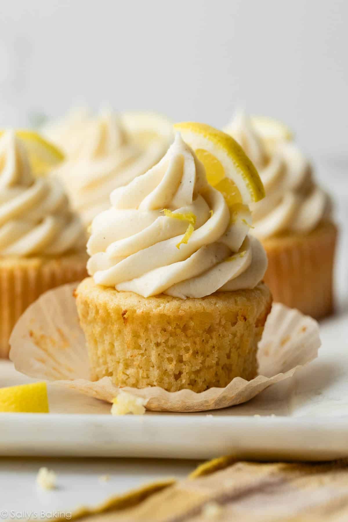 lemon cupcake with vanilla buttercream.